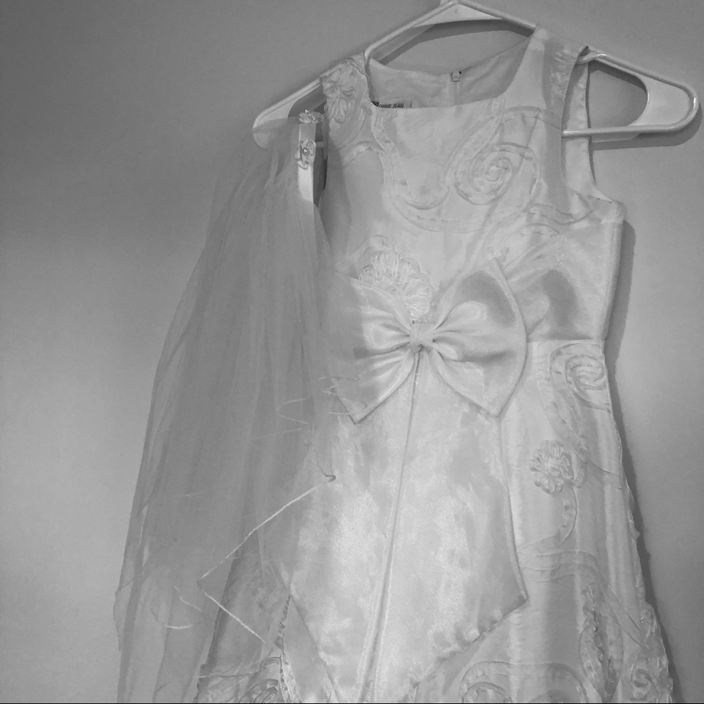 Girls Flower Girl or Jr Bridesmaid Dress with Veil.